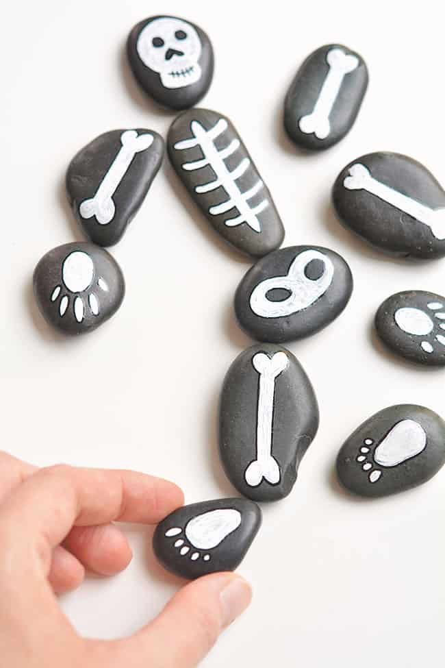 Skeleton rock painting for Halloween