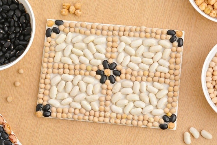 Bean mosaic craft