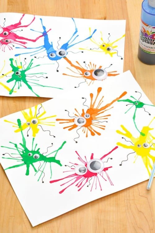 Halloween Craft Ideas - Monster Blow Painting