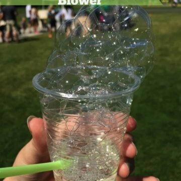 A glass of green grass, with Bubble and Craft