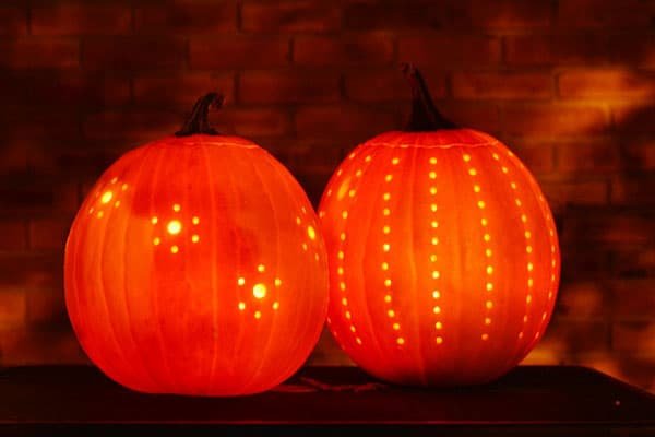 Drilled pumpkins for Halloween