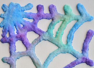 Salt Painting Halloween Craft: Step-by-Step Guide This salt painted Halloween craft is SO MUCH FUN! This is such a cool Halloween craft for kids! The shapes puff off the paper and end up looking 3D with a really cool crystal-like texture. You can make any shapes you like! There's even free pumpkin and spiderweb templates you can print off so you can easily make some spooky Halloween art!