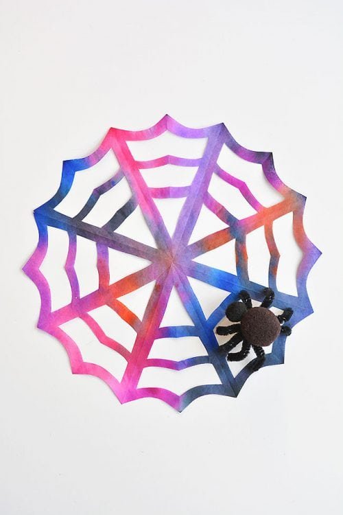 Easy Halloween Crafts - Coffee Filter Spiderwebs