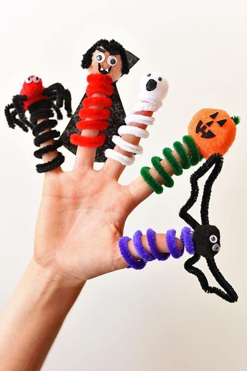 Craft Pumpkins - Pipe Cleaner Halloween Finger Puppets