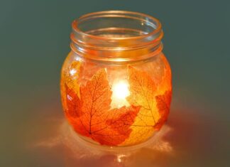 DIY Mason Jar Leaf Lantern (Easy Fall Craft Idea)
