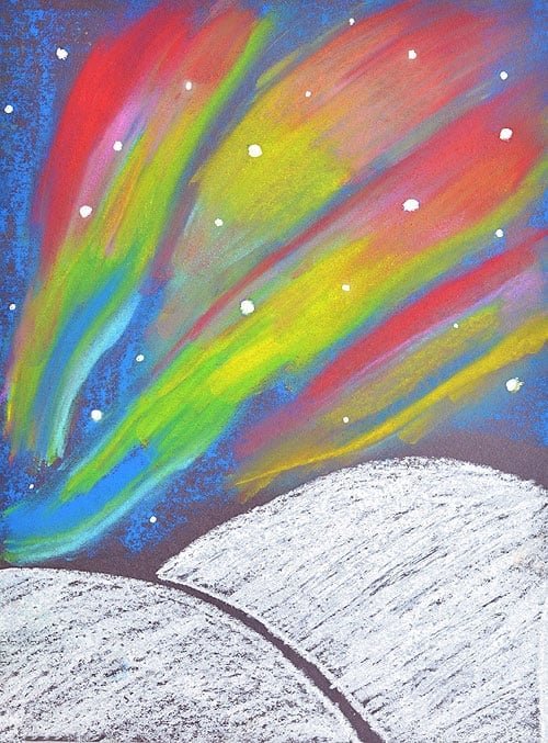 Winter Crafts - Northern Lights Chalk Art