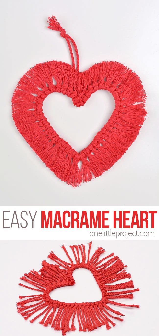 Red macrame heart for Valentine's Day