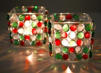 Glass Bead Christmas Candle Holder