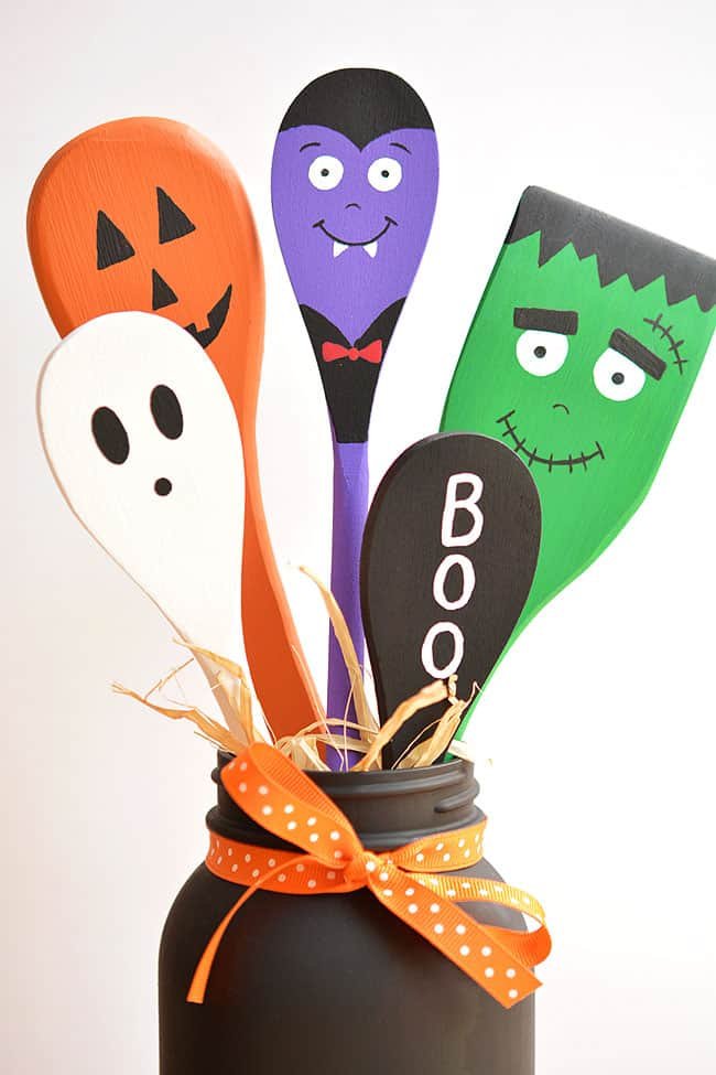 Wooden spoons painted for Halloween