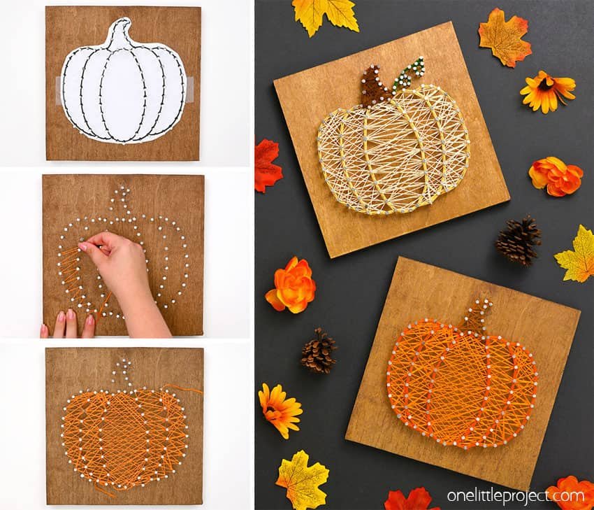 How to make pumpkin string art