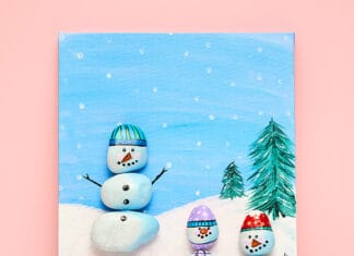 Snowman Stone Canvas