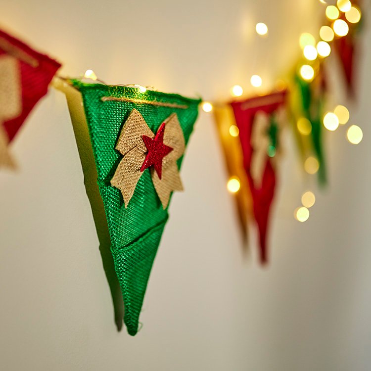 Wooden Hessian Bunting