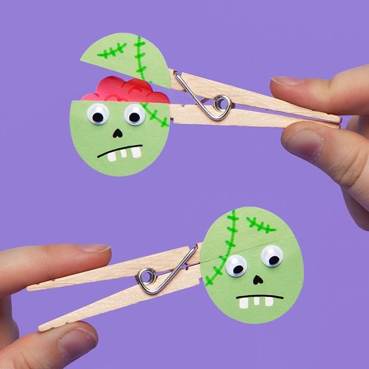 Zombie Brain Peg Puppet