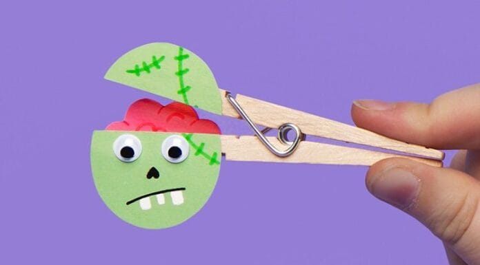 How to make Zombie Brain Peg Puppet