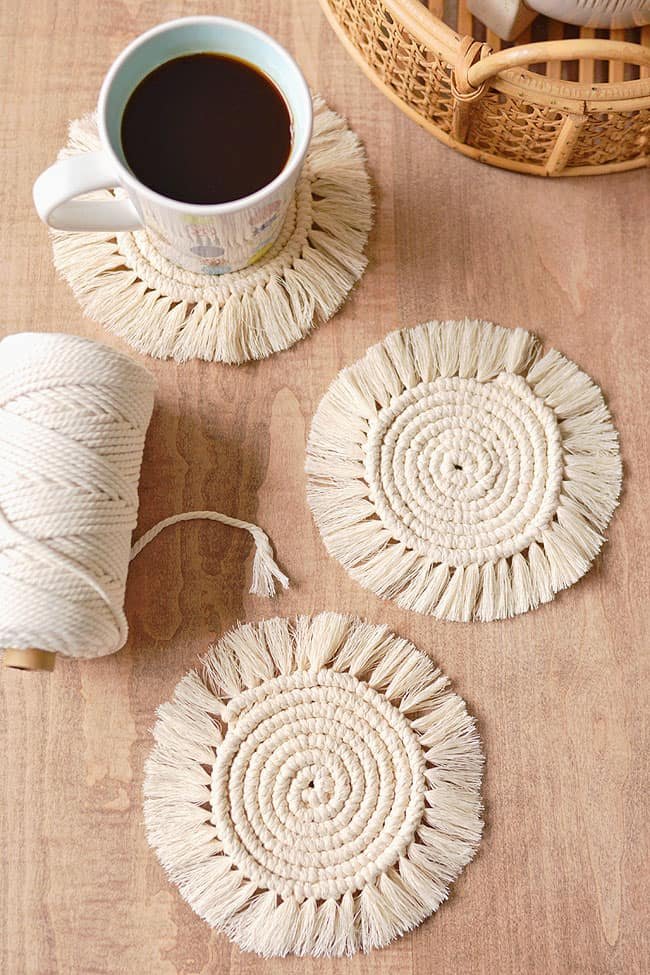 Macrame coaster grouping