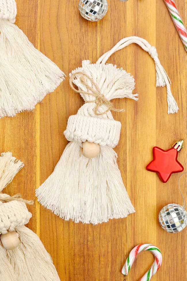 DIY macrame gnome ornaments