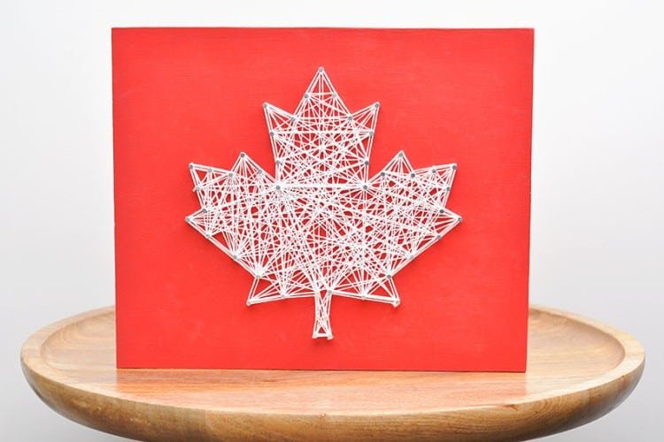 Fall maple leaf string art craft