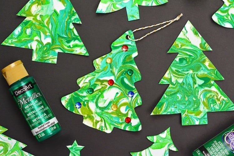 Marbled Christmas tree ornaments