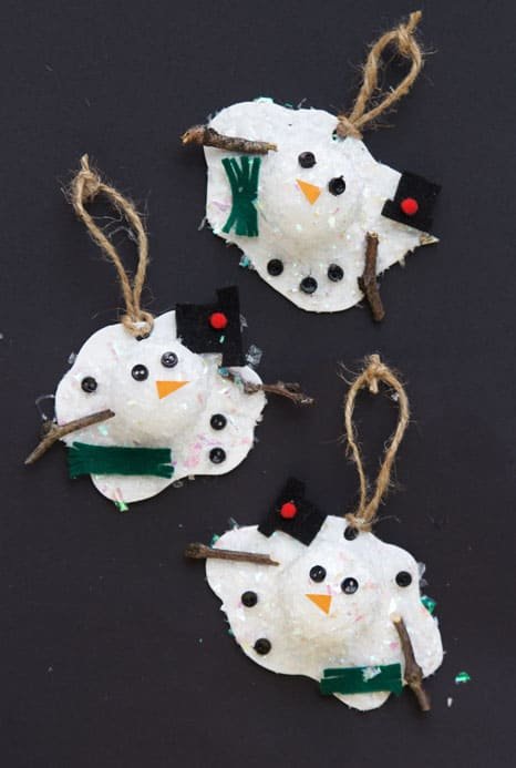 Winter Crafts Preschool - Melted Snowman Ornaments