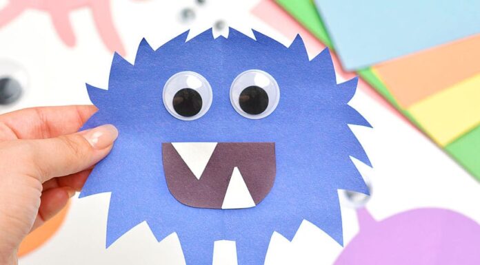 Folded Paper Monsters Easy monster craft made with construction paper