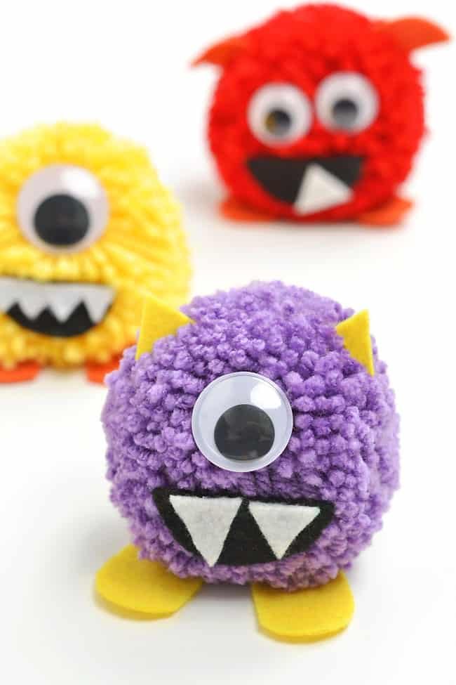 Fuzzy, cute pom pom monsters