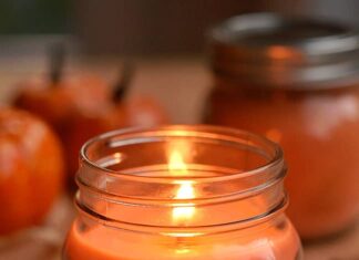 DIY Pumpkin Spice Candles: Easy Fall Scented Craft Glowing pumpkin spice candle