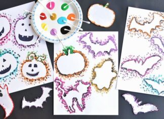 Halloween Q-Tip Painting: Simple and Fun Craft for Kids Q-tip art made with Halloween templates