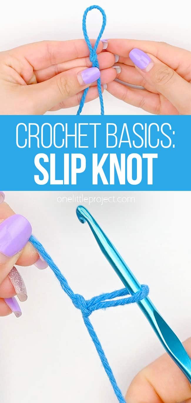 Make an easy slip knot for crochet or knitting