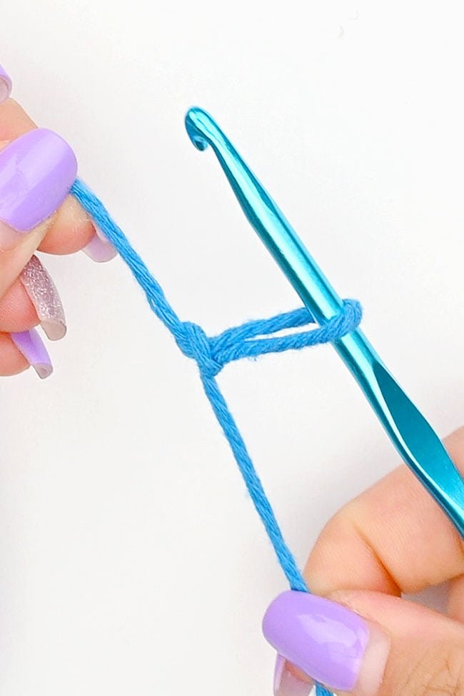 Placing a slip knot on a crochet hook