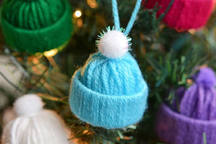 Yarn beanie ornaments