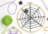 Yarn Spider Web Craft Yarn spider web made on embroidery hoops in bright Halloween colours