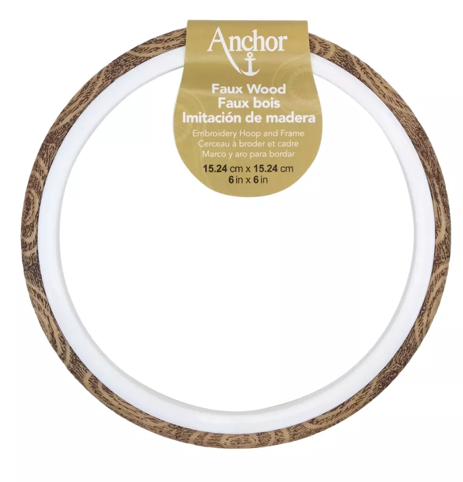 Anchor Faux Wood Round Embroidery Hoop & Frame