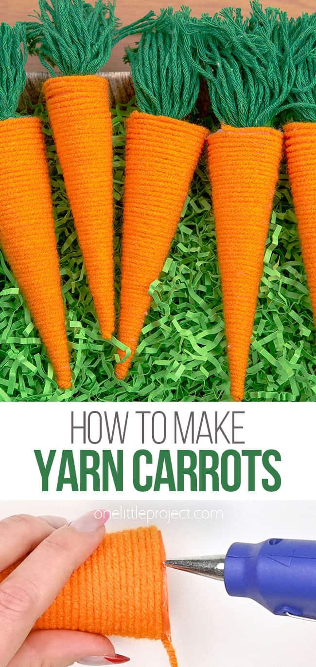 Yarn wrapped carrots for Easter