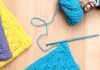 How to Crochet a Dishcloth: Easy Pattern Tutorial Blue crochet dishcloth made with a free printable pattern