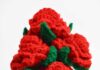 How to Crochet a Rose: Easy Flower Pattern Holding a boquet of crochet roses
