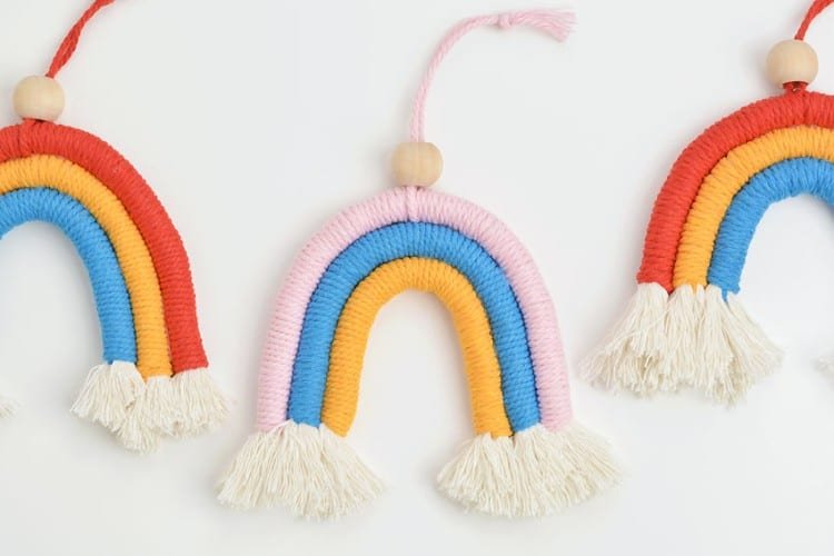 DIY macrame rainbows