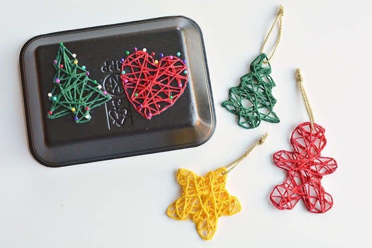 Wrapped yarn ornaments