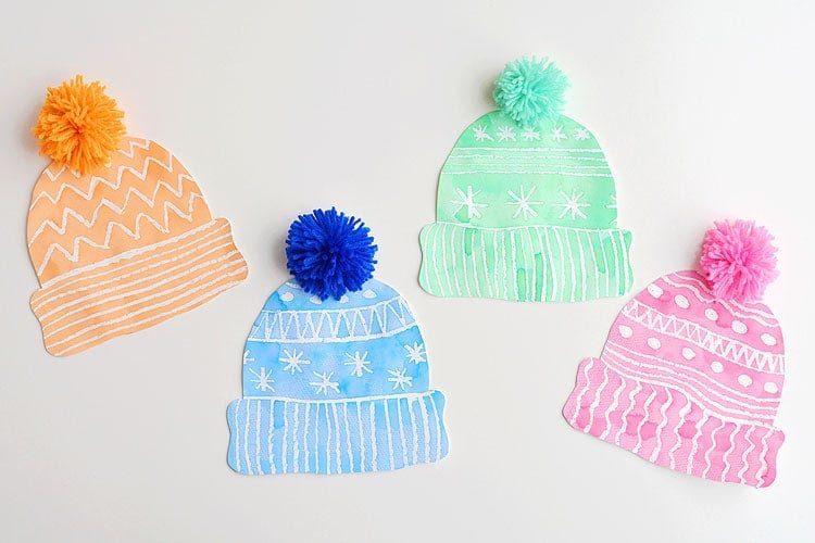 Kids winter hat art project