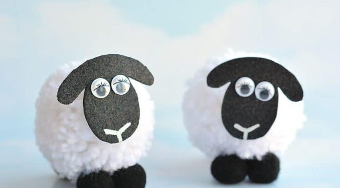 How to Make Pom Pom Sheep Two pom pom sheep beside each other