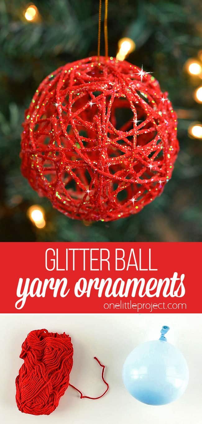 These glitter ball yarn ornaments using balloons are so PRETTY and they're so much fun to make! This is such a fun Christmas craft and a great way to make homemade Christmas ornaments. They look so sparkly and pretty on the Christmas tree! Make them in all your favourite festive colors!