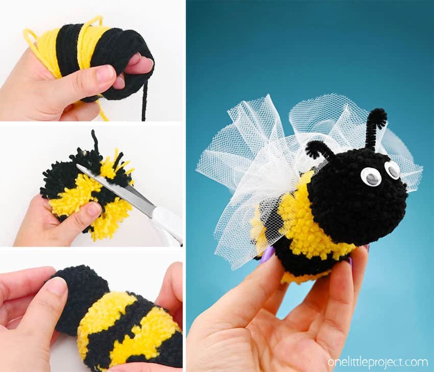 DIY pom pom bees