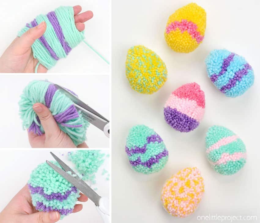 DIY pom pom Easter eggs