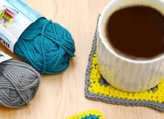 How to Make Monogram Crochet Coasters: DIY Tutorial Using a monogram crochet coaster made with a free, printable pattern