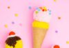 DIY Pom Pom Ice Cream Cones: Fun Summer Craft Pom pom ice cream cones decorated with whipped cream, cherries, and sprinkles