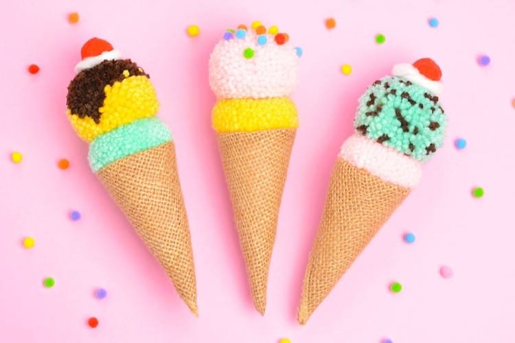 Pom pom ice cream craft