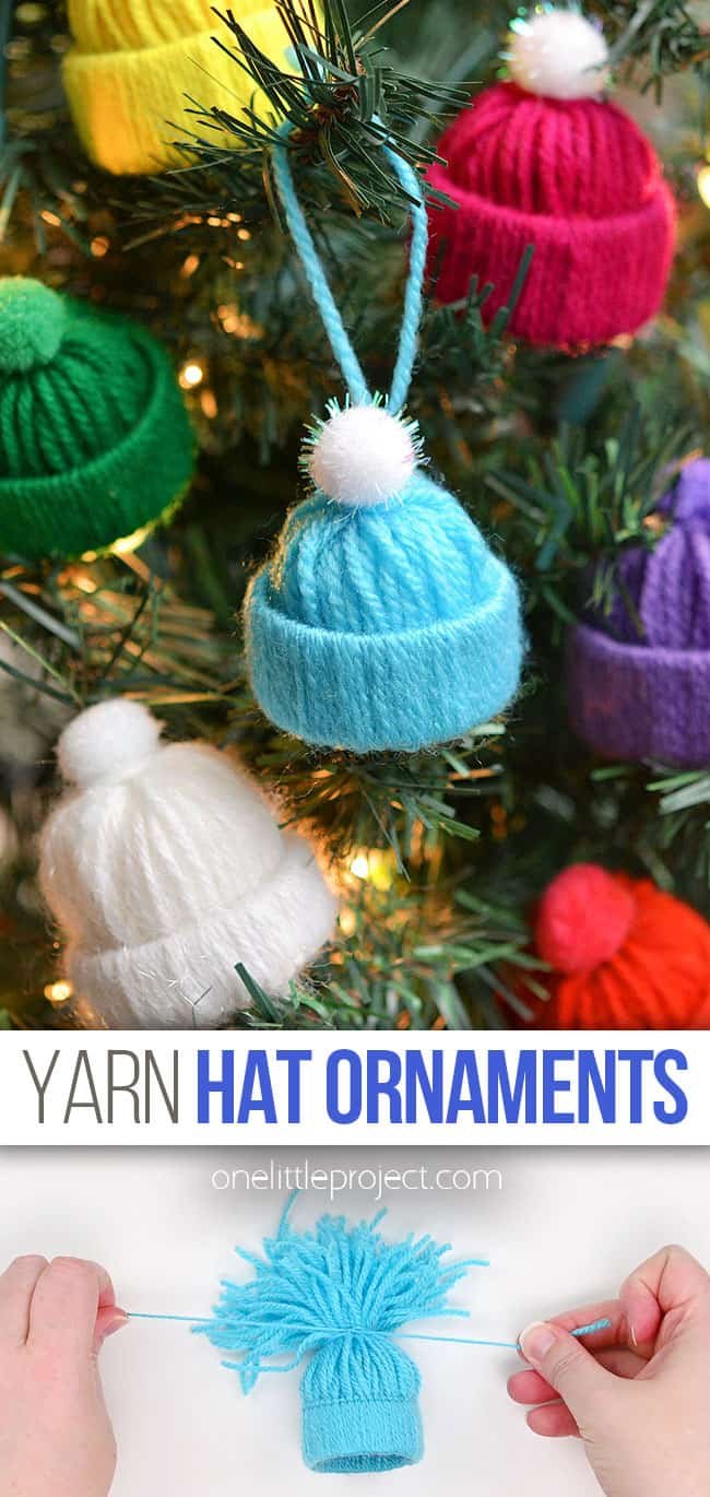 Mini hat yarn ornaments