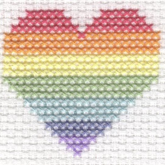 Pastel Rainbow Heart Cross-Stitch Kit