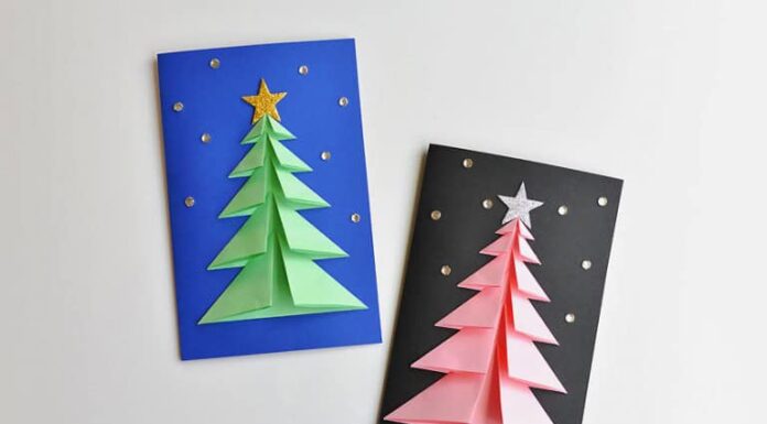 How to make 3D Paper Christmas Tree Card 3D Christmas Tree Cards