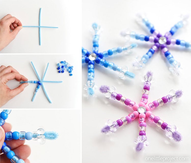 How to Make Beaded Pipe Cleaner Snowflakes DIY beaded pipe cleaner snowflakes