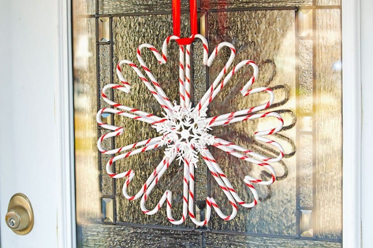 Candy cane Christmas wreath